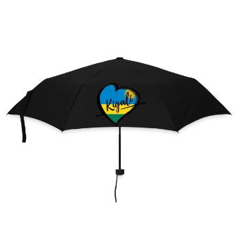 Kigali Herz Hauptstadt Ruanda Flagge Geschenk - Regenschirm (klein) - Schwarz - Vorne