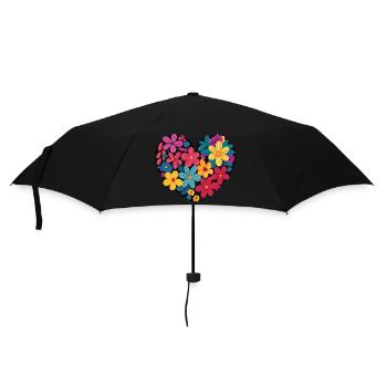 Amour - Fleurs - Cœur - Parapluie standard - noir - Devant
