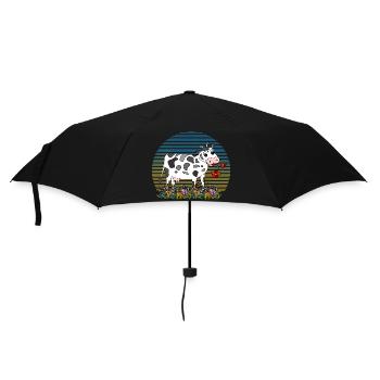 Kuh - Regenschirm (klein) - Schwarz - Vorne