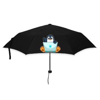 Pinguin Laptop - Regenschirm (klein) - Schwarz - Vorne
