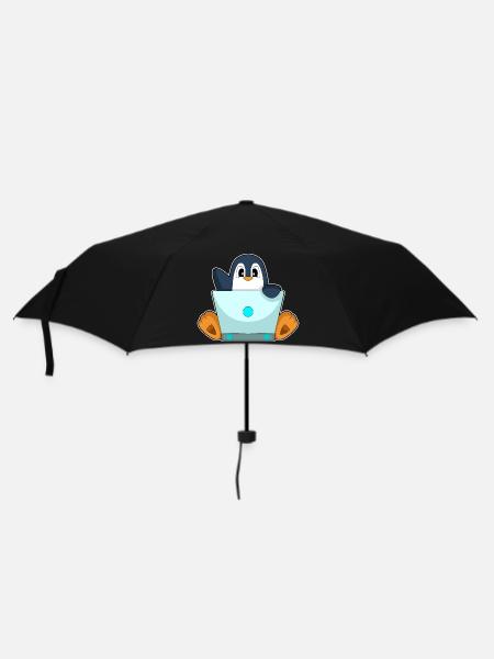 Pinguin Laptop - Regenschirm (klein) - Schwarz
