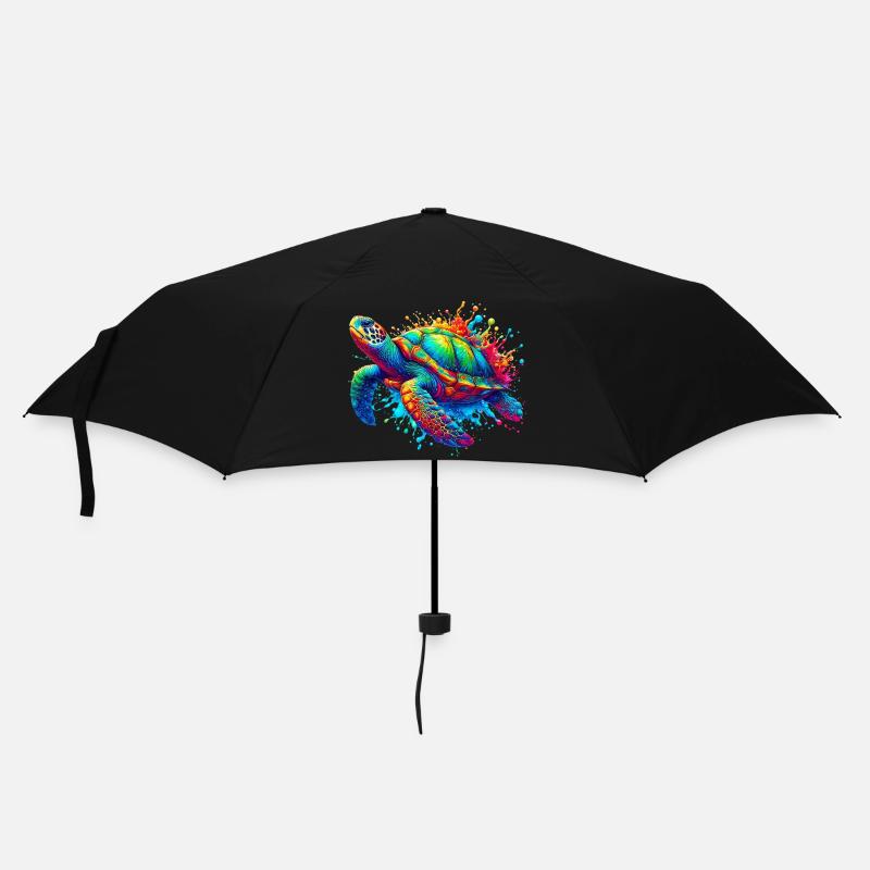 Schildkröte - Regenschirm (klein) - Schwarz