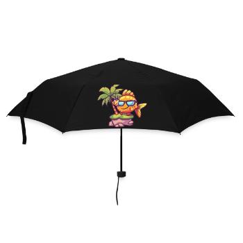 Goldfish Summer Beach Vacation - Umbrella (small) - black - Front