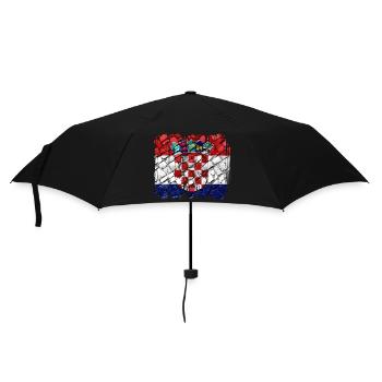 Kroatien hrvatska kroatien hrv hr zagreb geteilte Flagge - Regenschirm (klein) - Schwarz - Vorne