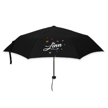 LINN - Nom de fille avec des papillons colorés - Parapluie standard - noir - Devant