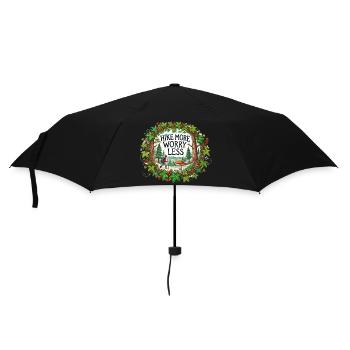 Wandern Sie mehr, machen Sie sich weniger Sorgen - Regenschirm (klein) - Schwarz - Vorne