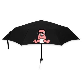 Baby Cooles Sitzendes DJ Süßes Kleinkind Party Fun - Regenschirm (klein) - Schwarz - Vorne