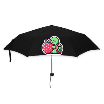 Cute Turtle Hugs a sweet Strawberry - Umbrella (small) - black - Front