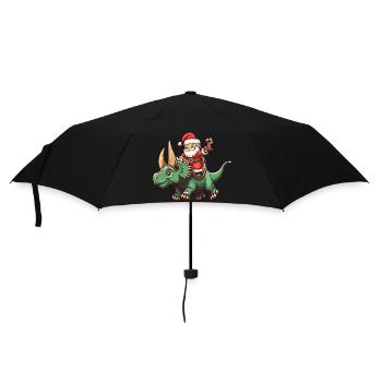 dinosaure tricératops Père Noël dessin animé - Parapluie standard - noir - Devant