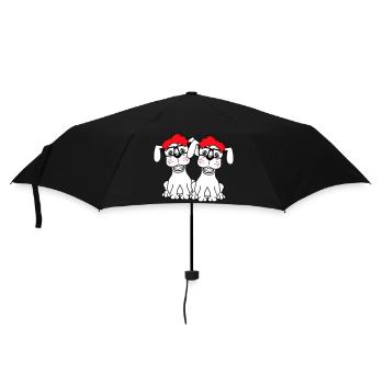 2 Dogs Nerd Horn-Rimmed Glasses Geek Braces Smart - Umbrella (small) - black - Front