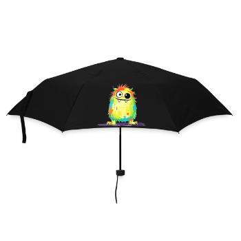 Bunte Monsterkunst - Niedlicher & verspielter Charakter - Regenschirm (klein) - Schwarz - Vorne