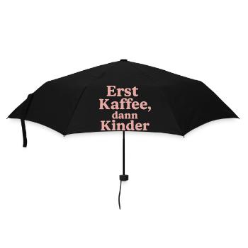Erst Kaffee, Dann Kinder (rosa) - Regenschirm (klein) - Schwarz - Vorne