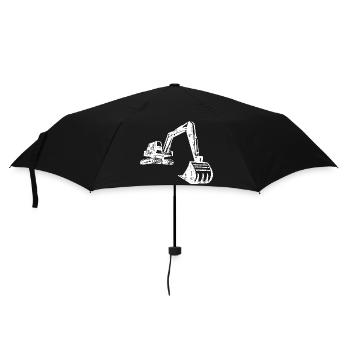 Excavator Silhouette Construction Worker Grunge Design - Umbrella (small) - black - Front