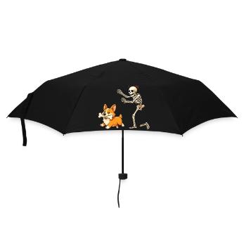 Humour Squelette Poursuit Chien Corgi - Parapluie standard - noir - Devant