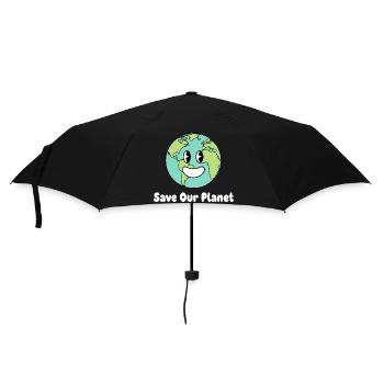 Lächelnde Erde Save Our Planet - Regenschirm (klein) - Schwarz - Vorne
