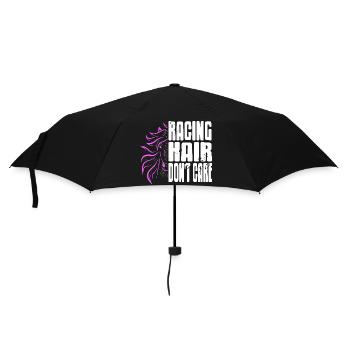 Racing Hair Don't Care Funny Horse Rider - Umbrella (small) - black - Front