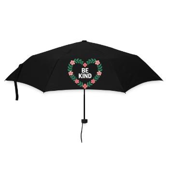 Be Kind Blütenherz Motiv - Regenschirm (klein) - Schwarz - Vorne
