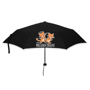 Funny cat friends go running together! - Umbrella (small) - black - Front