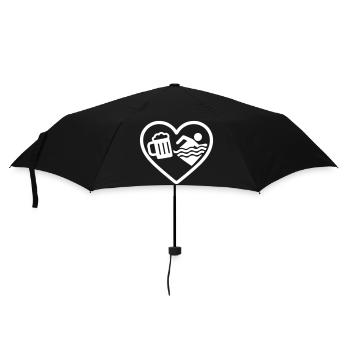 Herzschwimmendes Bier - Regenschirm (klein) - Schwarz - Vorne