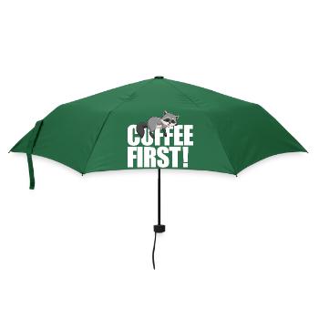 Waschbärkaffee zuerst - Regenschirm (klein) - Flaschengrün - Vorne