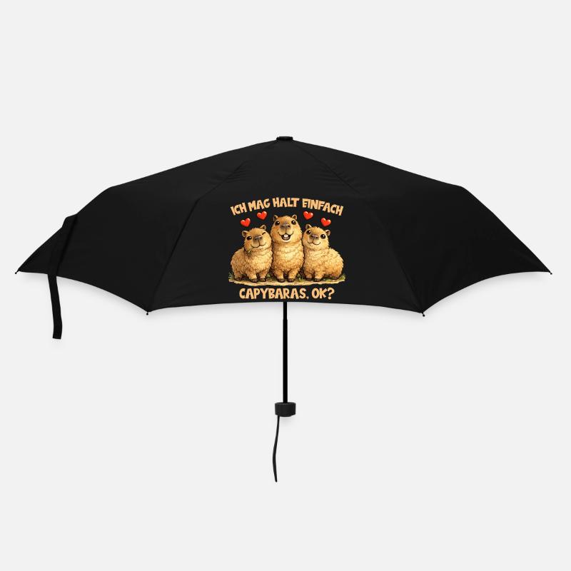 Capybaras Comic Motiv mit Herz und lustigem Spruch - Regenschirm (klein) - Schwarz