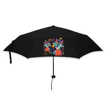 Kuschelige Partykatzen Neonfarben - Regenschirm (klein) - Schwarz - Vorne