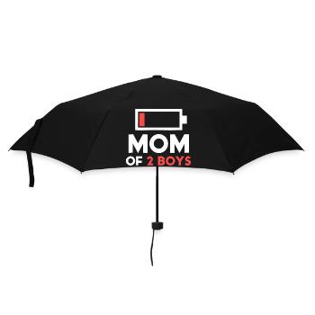Mom of 2 Boys Emblem - Umbrella (small) - black - Front