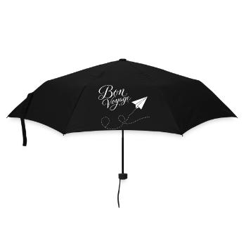 Bon Voyage Papierzug Flugzeug Motiv - Regenschirm (klein) - Schwarz - Vorne