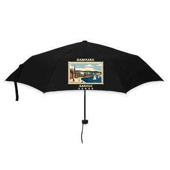 Dänemark Aarhus Vintage Reisemarke - Regenschirm (klein) - Schwarz - Vorne
