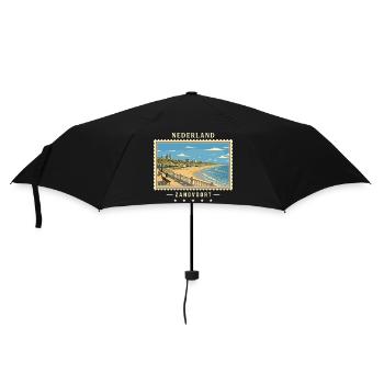Nederland Zandvoort Vintage Reisemarke - Regenschirm (klein) - Schwarz - Vorne