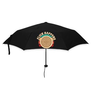 Flick Happens – Crokinole Spieler Retro Design - Regenschirm (klein) - Schwarz - Vorne