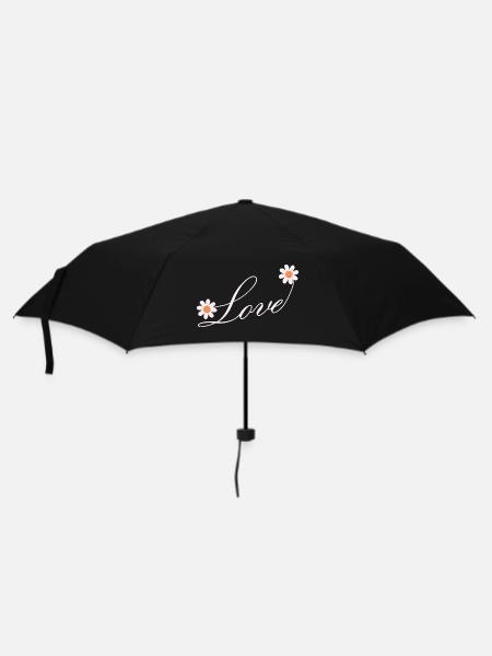 Blumenliebe Skript Design - Regenschirm (klein) - Schwarz