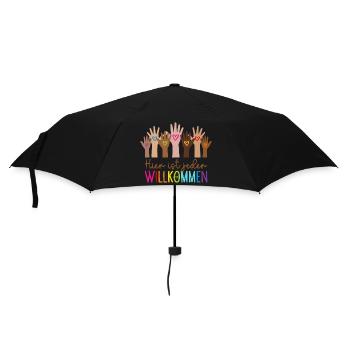 Hier ist jeder willkommen - Regenschirm (klein) - Schwarz - Vorne