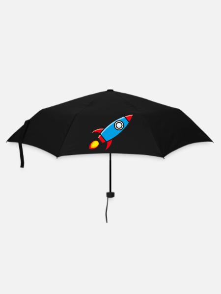 Rakete Raumschiff Cartoon - Regenschirm (klein) - Schwarz