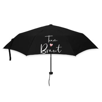 Team Braut Herz Junggesellinnenabschied Geschenk - Regenschirm (klein) - Schwarz - Vorne