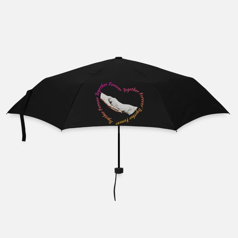 Hundepfote auf Menschenhand mit Herz und Spruch - Regenschirm (klein) - Schwarz
