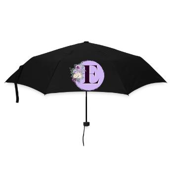 Brief E Blumenkranz - Regenschirm (klein) - Schwarz - Vorne
