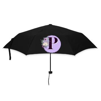 lettre P Couronne de fleurs - Parapluie standard - noir - Devant