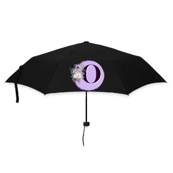 lettre O Couronne de fleurs - Parapluie standard - noir - Devant