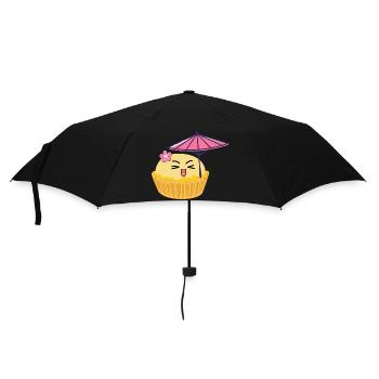 Süßer Kawaii Cupcake Japanische Süßigkeit Cartoon - Regenschirm (klein) - Schwarz - Vorne
