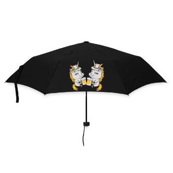 Bier Anstoßen Einhorn Team - Regenschirm (klein) - Schwarz - Vorne