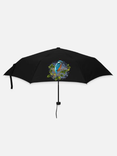 Bunter Vogel - Regenschirm (klein) - Schwarz