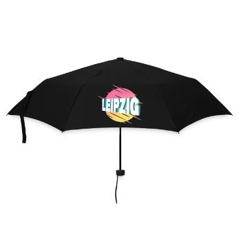 Leipzig Deutschland Stadt Schrift Vintage Retro - Regenschirm (klein) - Schwarz - Vorne