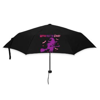 Halloween Crazy Witch vole sur des balais - Parapluie standard - noir - Devant