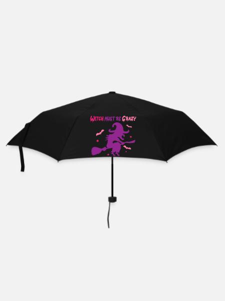 Halloween Crazy Witch vole sur des balais - Parapluie standard - noir