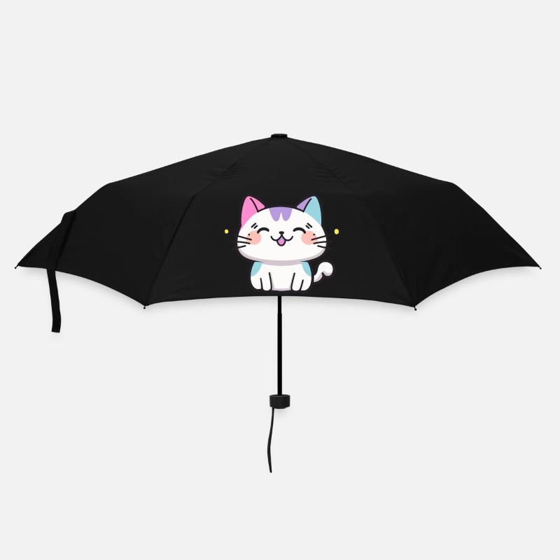 Süße Katze - Regenschirm (klein) - Schwarz
