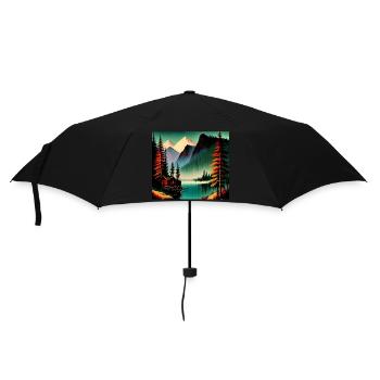 Retro mountain range with lake - Umbrella (small) - black - Front