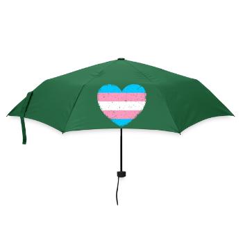 Trans* Herz | Im Vintage-Style - Regenschirm (klein) - Flaschengrün - Vorne