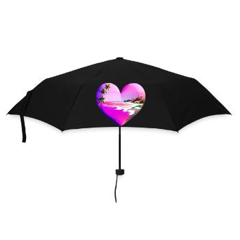 Sommerurlaub Strand Sonne Palme Insel Palmen - Regenschirm (klein) - Schwarz - Vorne