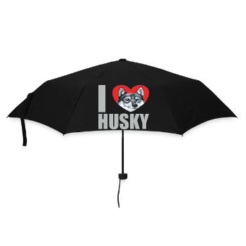 Husky Glitzer Hundehalter Hundehaare - Regenschirm (klein) - Schwarz - Vorne